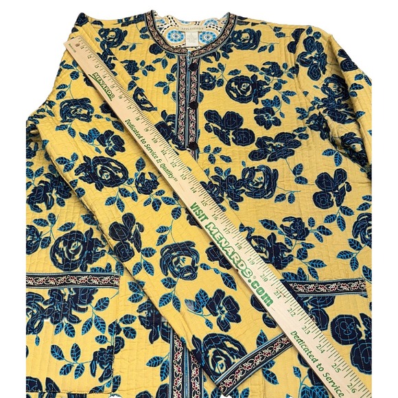 Appleseed's Reversible Quilted Yellow‎ Floral Geo Cotton Button Jacket Women's L - Picture 10 of 11